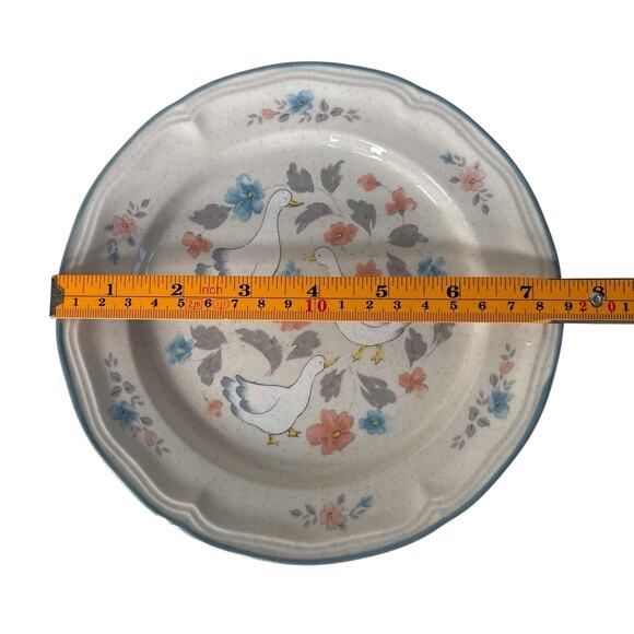 Vintage 1988 Country Classics Dinnerware Set Goose Floral 3pc Plates and Bowl - Picture 6 of 12